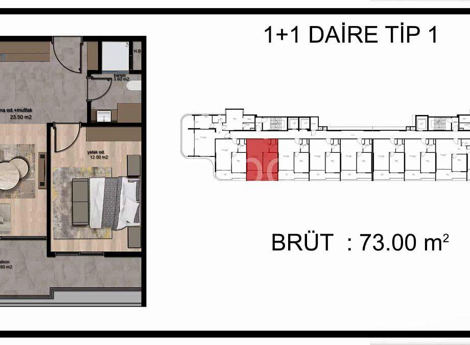 Квартира / Дуплекс 1+1 в Мерсине, Турция, 73 м² - фото 22